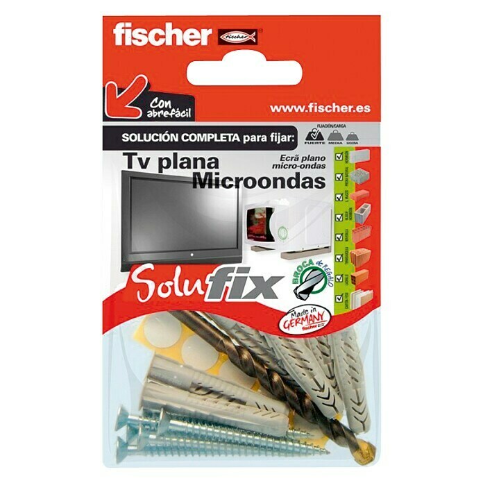 Fischer Solufix Surtido de tacos y tornillos para TV plana y microondas (19 piezas)
