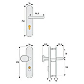 Abus Schutzbeschlag KLSZ 714 (Wohnungsabschlusstür, Messing, Türstärke: 37 - 47 mm, Drücker beidseitig)