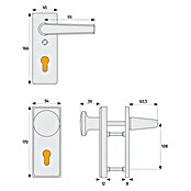 Abus Schutzbeschlag KKT512 (Wohnungsabschlusstür, Neusilber, Türstärke: 37 - 47 mm, Drücker beidseitig)