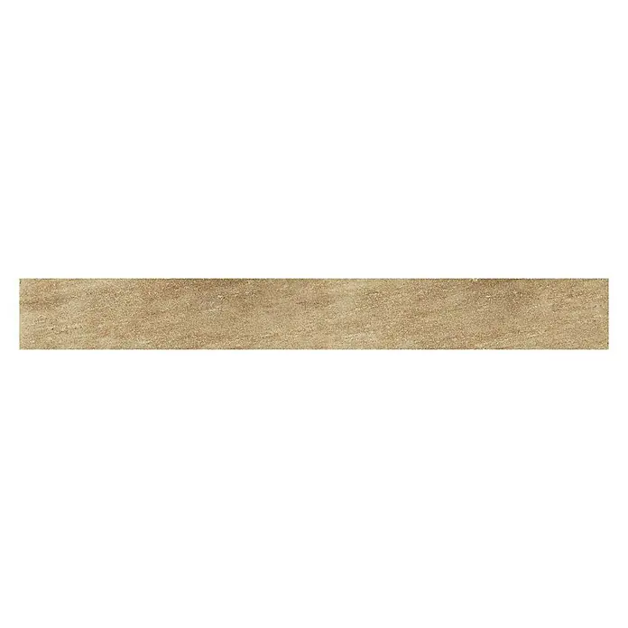 Atlas Concorde Solution Regent Sockelfliese Gold - 7,2 x 60 cm, Gold, Matt - Detailaufnahme einer rechteckigen, sandfarbenen Fliese mit feiner Textur. Ideal für Boden- oder Wandgestaltung mit natürlicher Optik.