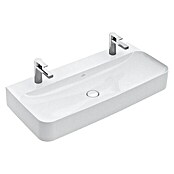 Villeroy & Boch Finion Doppelwaschtisch (100 x 47 cm, Beckenunterseite ungeschliffen, Mit schmutzabweisender Glasur, Keramik, Weiß)