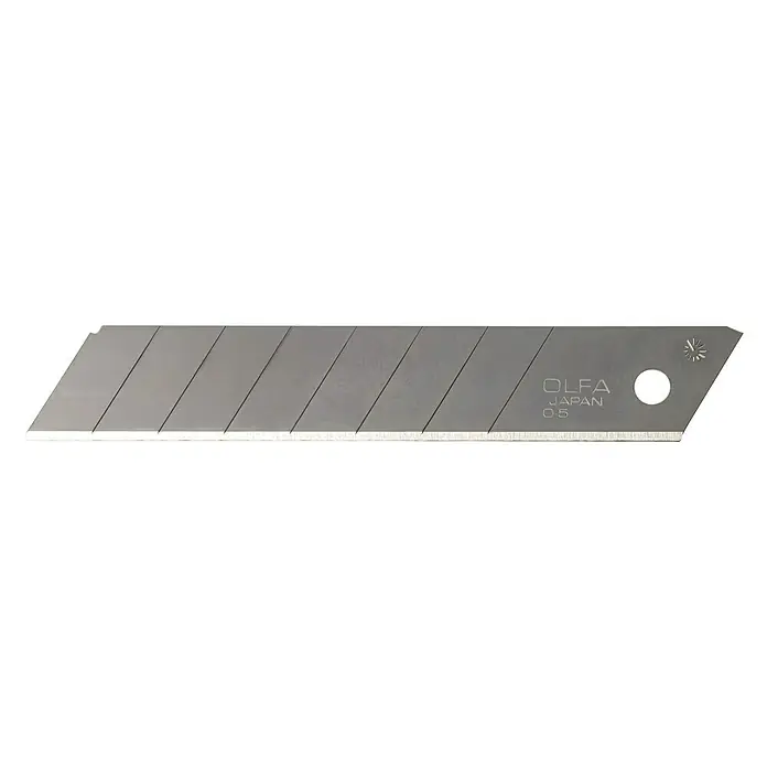 Olfa Abbrechklinge LBB - Klingenbreite: 18 mm, 10 Stk. - Abbildung einer OLFA 0.5 Ersatzklinge für Cutter, ideal für präzise Schnitte und vielfältige Anwendungen.