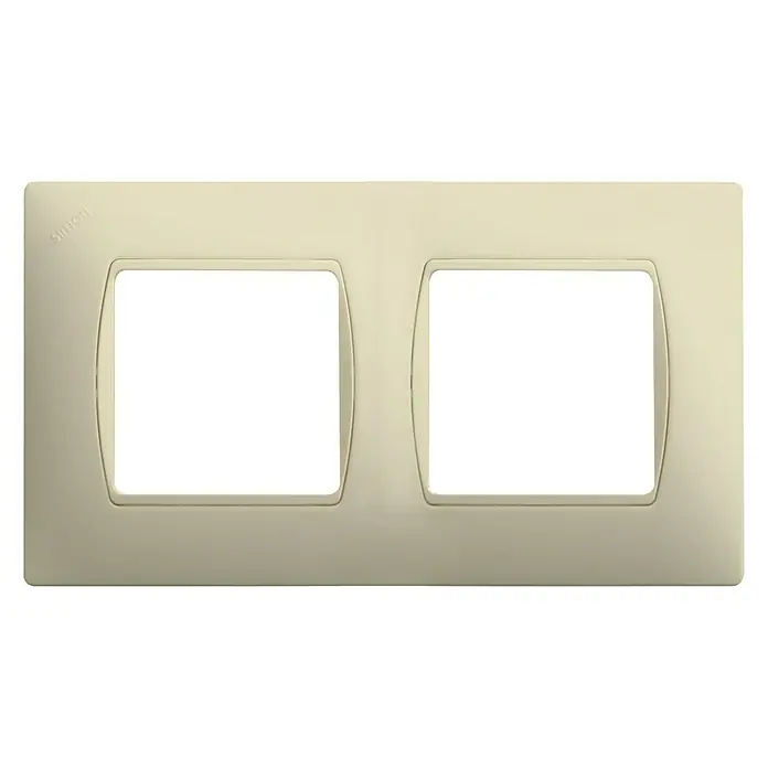 Simon 27 Marco - Marfil, Modelo de mecanismos: x 2, Plástico, Instalar - Placa doble de cubierta beige para interruptores y enchufes, ideal para interiores modernos. Protección y estilo combinados.