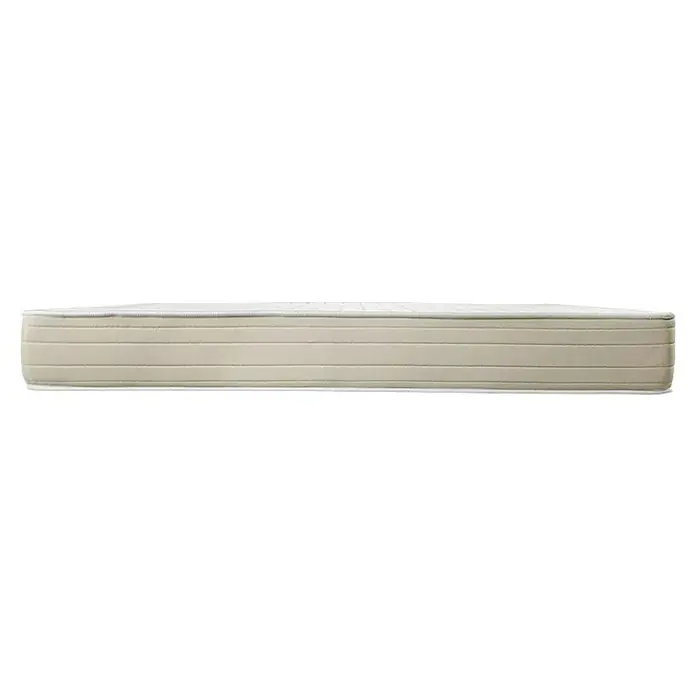 Espacio Descanso Colchón - Largo: 190 cm, Ancho: 135 cm, Altura: 22 cm, Espuma HR y Viscoelástica, Colchón a 2 caras - Primer plano de un colchón con múltiples capas y una funda acolchada. Confort y calidad para un sueño reparador.