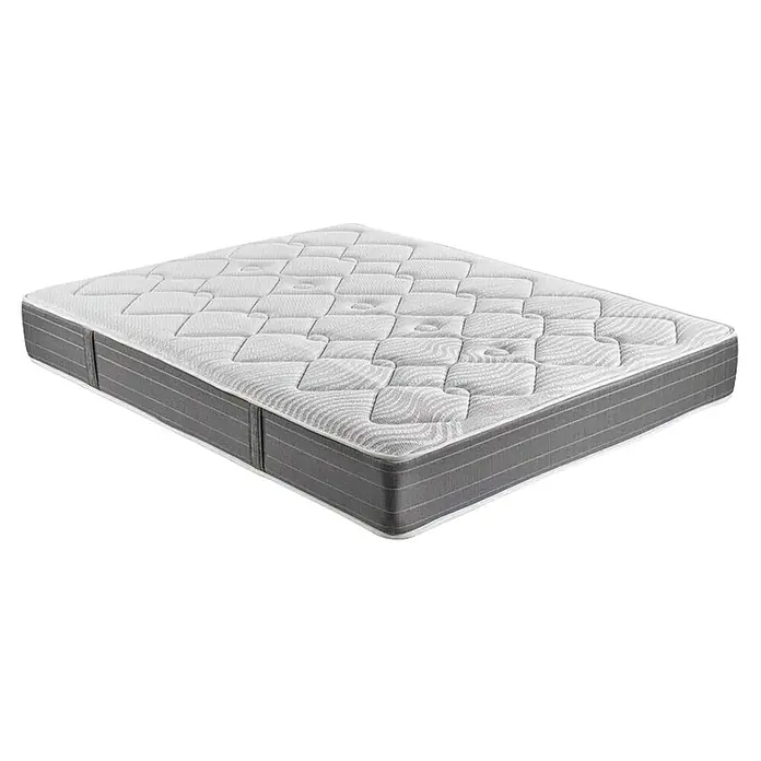 Espacio Descanso Colchón - Largo: 190 cm, Ancho: 90 cm, Altura: 26 cm, Muelles ensacados y Viscoelástica - Colchón con superficie acolchada y borde gris, ideal para un sueño reparador. El colchón ofrece comodidad y soporte para cada posición de dormir.