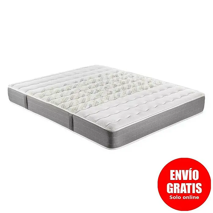 Espacio Descanso Colchón - Largo: 190 cm, Ancho: 90 cm, Altura: 24 cm, Espuma HR y Viscoelástica, Colchón a 2 caras - Colchón de alta calidad con borde gris y superficie acolchada. Ideal para un descanso reparador.