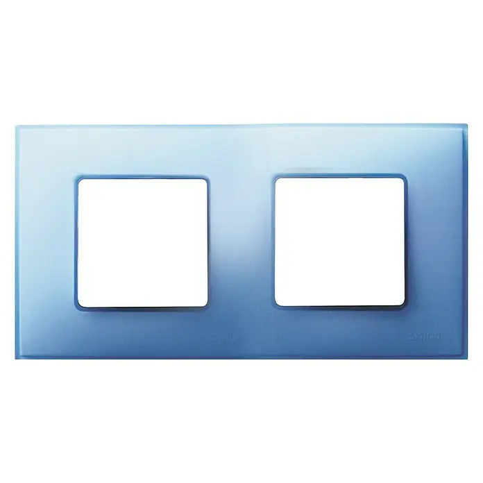 Simon 27 Marco Neos - Azul, Modelo de mecanismos: x 2, Plástico, Instalar - Tapa de interruptor doble azul brillante, ideal para interiores modernos, con dos orificios para inserciones de interruptor.