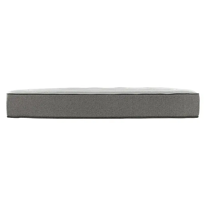 Pikolin Colchón PikUp Fussion - Largo: 190 cm, Ancho: 90 cm, Altura: 27 cm, Muelles ensacados y Viscoelástica, Se entrega enrollado - Primer plano de un colchón con una cubierta de tela gris y una parte superior blanca, que promete confort y un sueño de calidad.