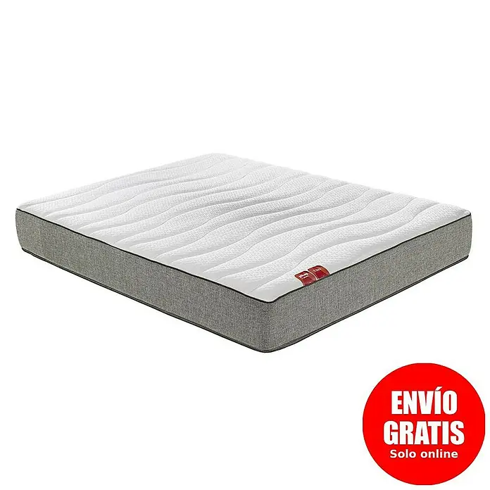 Pikolin Colchón PikUp Ultra - Largo: 190 cm, Ancho: 150 cm, Altura: 26 cm, Espuma HR y Viscoelástica, Se entrega enrollado - Colchón con superficie blanca y lados grises, ideal para un descanso reparador.\n
