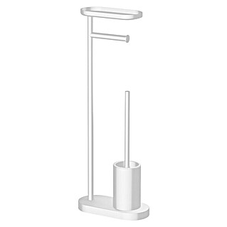 Camargue Conjunto de escobillero y portarrollos (Altura: 67,5 cm, Blanco, Mate)