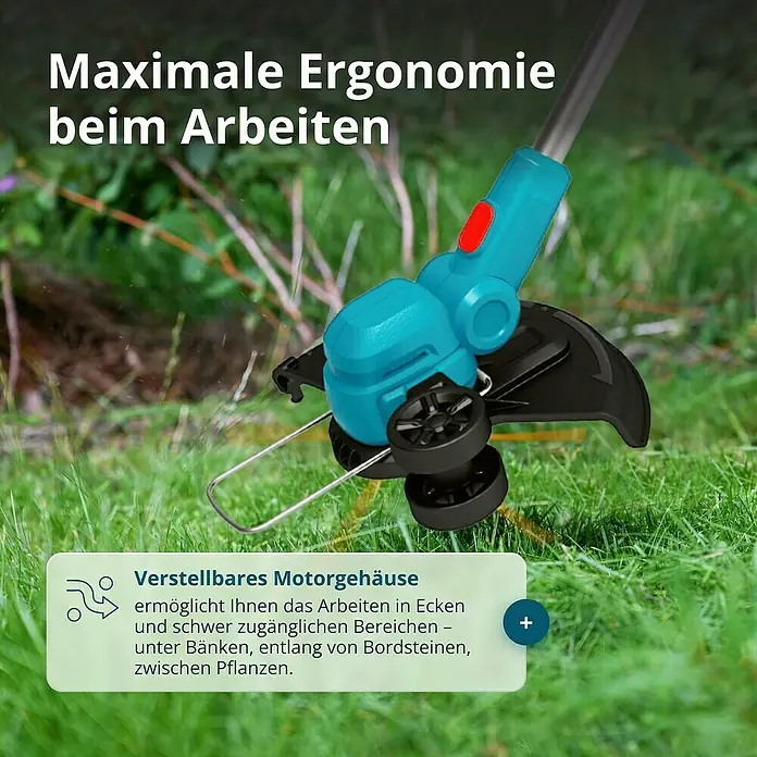 Könner & Söhnen Akku-Rasentrimmer KS CST-20V - Li-Ionen, Ohne Akku, Schnittbreite Faden: 30 cm - Rasentrimmer mit verstellbarem Motorgehäuse für maximalen Komfort und präzises Arbeiten in schwer zugänglichen Bereichen.