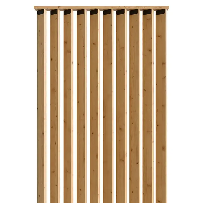 Radex Divisor de espacios - An x Al: 100 x 254 cm, Pino, Móvil - La pared de listones de madera es un complemento elegante para cualquier habitación. Está hecha de madera clara y tiene un diseño moderno.