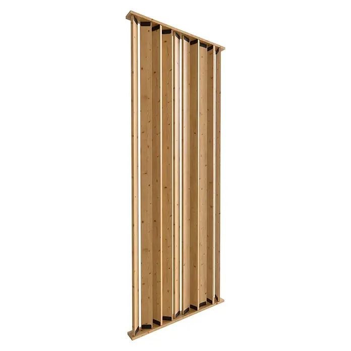 Radex Divisor de espacios - An x Al: 100 x 254 cm, Pino, Móvil - La moderna pared de listones de madera es un verdadero atractivo. Ofrece privacidad y también sirve como elemento decorativo.