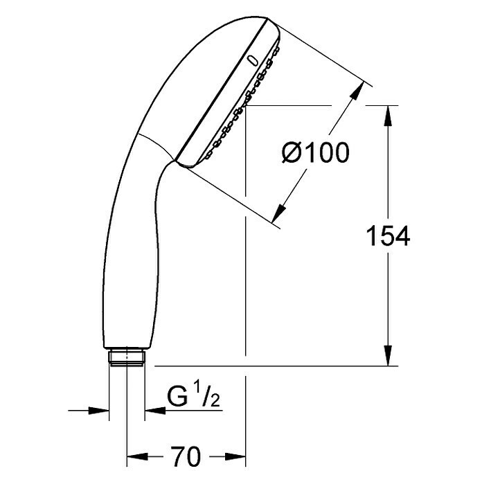 Grohe Handbrause Tempesta 100Anzahl Funktionen: 2 Stk., 5,7 l/min bei 3 bar, Chrom Front View