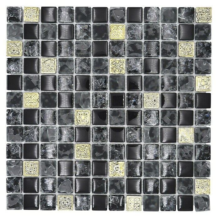 Mozaik pločica (30 x 30 cm, Sivo / crno, Mat)
