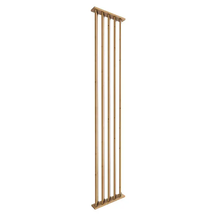 Radex Divisor de espacios - An x Al: 50 x 254 cm, Pino, Móvil - Construcción de marco de madera con listones verticales unidos por vigas horizontales, ideal para proyectos de construcción.