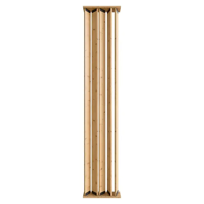 Radex Divisor de espacios - An x Al: 50 x 254 cm, Pino, Móvil - Esta imagen muestra un panel plegable de madera clara con un grano distintivo. Es un elemento de diseño moderno y robusto.