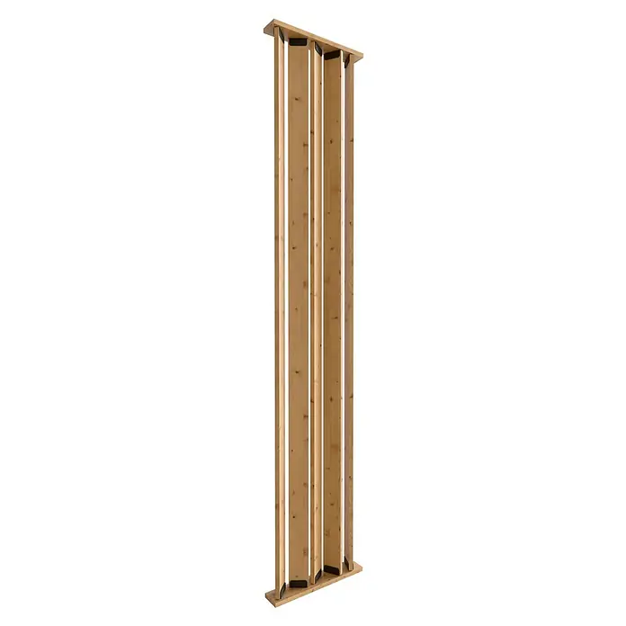 Radex Divisor de espacios - An x Al: 50 x 254 cm, Pino, Móvil - Una pared plegable de madera clara con bisagras negras, ideal como separador de ambientes. Funcional y estético.