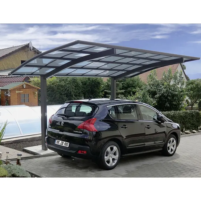 Ximax Carport Portoforte 110 - Außenmaß inkl. Dachüberstand (B x T): 2,7 x 4,95 m, Einzelcarport, Mattbraun, Schneelast: 137 kg/m² - Carport-Design mit stilvoller Überdachung für Ihr Fahrzeug, schützt vor Witterungseinflüssen und bietet einen modernen Look.