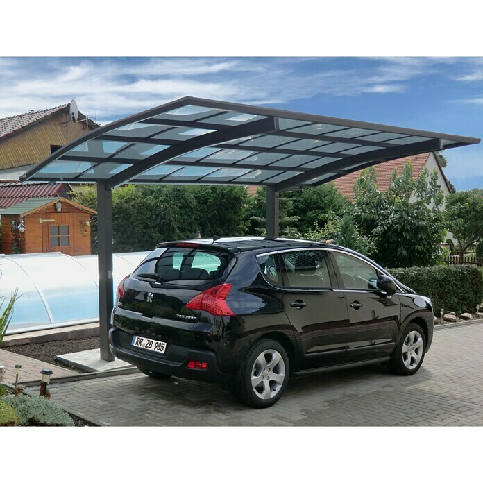 Ximax Carport Portoforte 110 (4,9 x 2,7 m, Einfahrtshöhe: Max. 2,2 m, Mattbraun, Schneelast: 137 kg/m²)