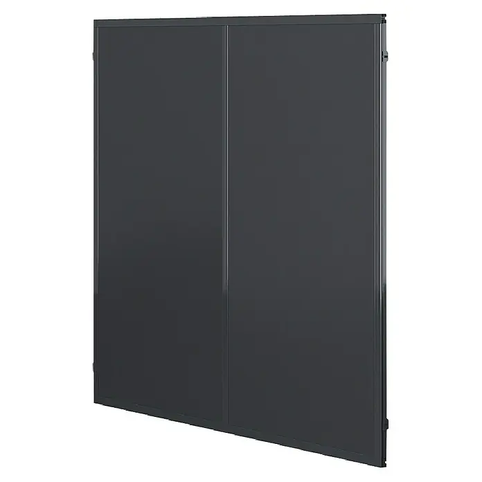 KGT Seitenelement Elbe - 2,05 x 1,75 m, Anthrazit, Passend für: KGT Carport Elbe - Das Bild zeigt einen schwarzen Schiebetürenschrank. Der Fokus liegt auf dem minimalistischen Design des Schranks.