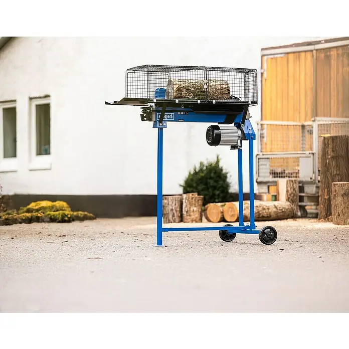 Scheppach Holzspalter LS700UG mit Untergestell - 7 t, Max. Spaltgutlänge: 52 cm - 200 mm - Der Scheppach Holzspalter Vario ist ein robustes und effizientes Gerät zum Spalten von Holz, ausgestattet mit einem Sicherheitskäfig und Rädern für den einfachen Transport.