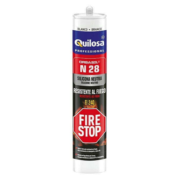Quilosa Silicona de alta temperatura Orbasil N 28 Fire Stop (Blanco, 300 ml)