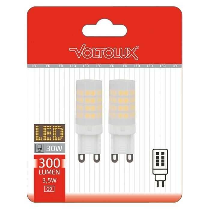 Voltolux Bombilla LED (2 uds., G9, 3,5 W, Color de luz: Blanco cálido, No regulable)