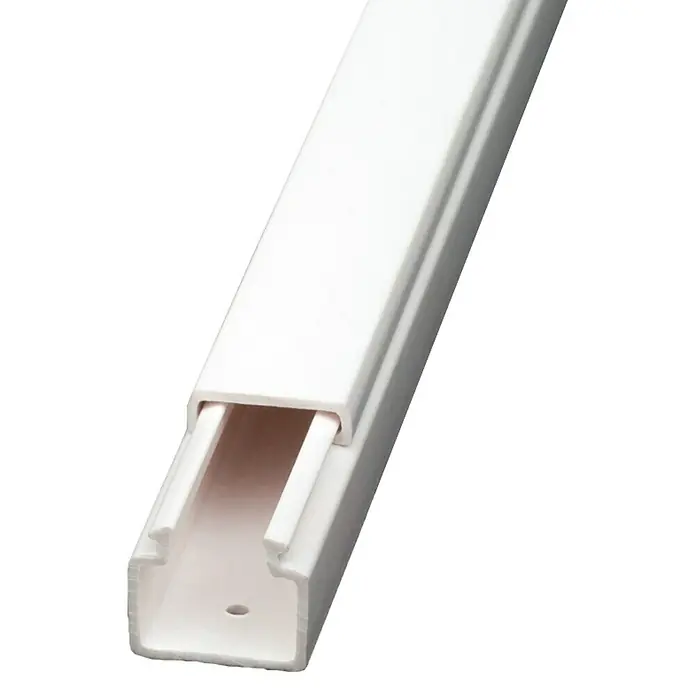 Canaleta para cables - L x An x Al: 2 m x 18 mm x 18 mm, Blanco - Canaleta de plástico para montaje en pared, diseñada para encaminar y proteger cables de manera ordenada.
