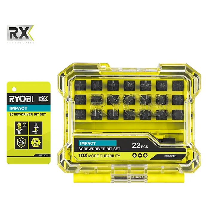 Ryobi Bit-Set RARXSD22 - Bitlänge: 25 mm, 22 -tlg. - Ryobi RX Impact Schrauberbit Set mit 22 Teilen, ideal für anspruchsvolle Schraubarbeiten und hohe Lebensdauer.