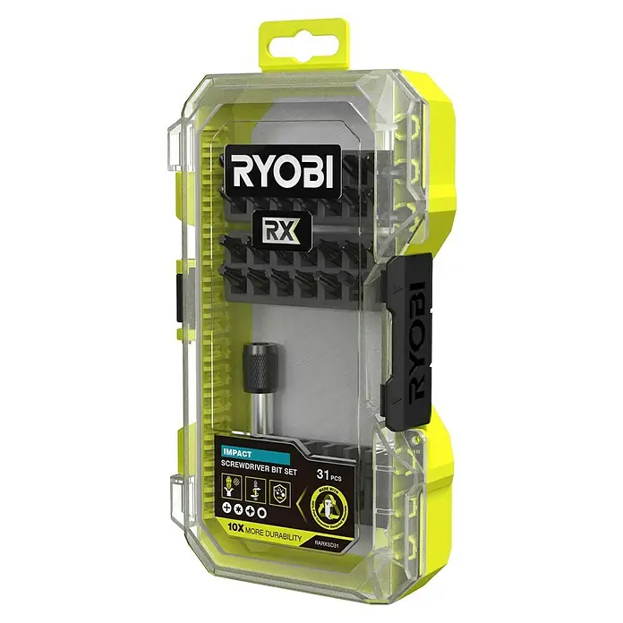 Ryobi Bit-Set RARXSD31 - Bitlänge: 25 mm, 31 -tlg. - Ryobi RX 31-teiliges Impact-Schrauberbit-Set in gelber Box. Langlebiges Zubehör für Schraubarbeiten mit Bohrmaschinen und Schraubern.