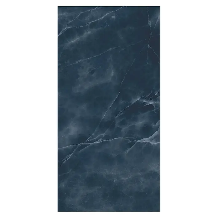 Atlas Concorde Solution Marble Vison Feinsteinzeugfliese Onice Blue - 60 x 120 cm, Blau, Glänzend - Dunkelblauer Marmor-Hintergrund. Ideal für stilvolle Designs, die eine edle Textur mit subtilen, hellen Adern suchen.