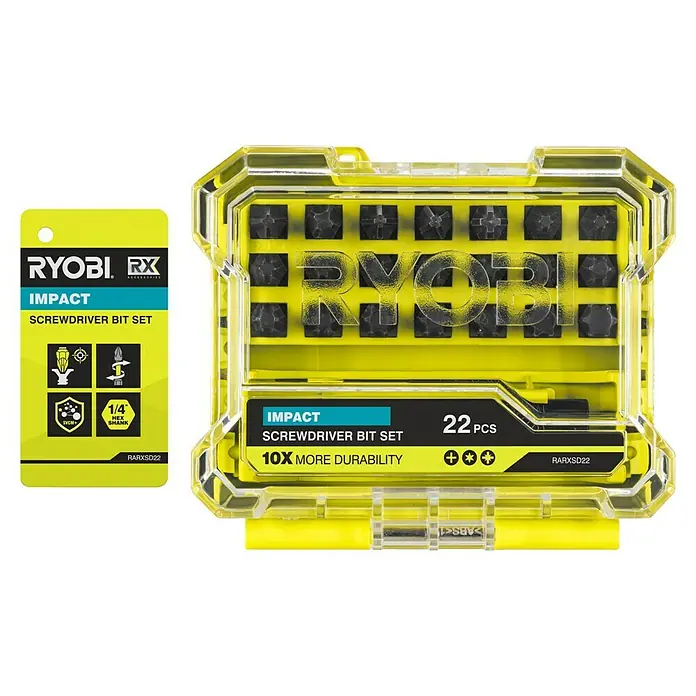 Ryobi Bit-Set RARXSD22 - Bitlänge: 25 mm, 22 -tlg. - Ryobi RX Impact Schrauberbit-Set mit 22 Teilen, ideal für verschiedenste Schraubarbeiten und zeichnet sich durch hohe Langlebigkeit aus.