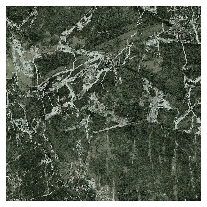 Atlas Concorde Solution Marble Vison Feinsteinzeugfliese Verde Bosco - 60 x 60 cm, Grün, Glänzend - Elegante dunkelgrüne Marmorfliese mit markanter weißer Maserung, ideal für stilvolle Innenräume. Die Textur verleiht jedem Raum eine luxuriöse Note.