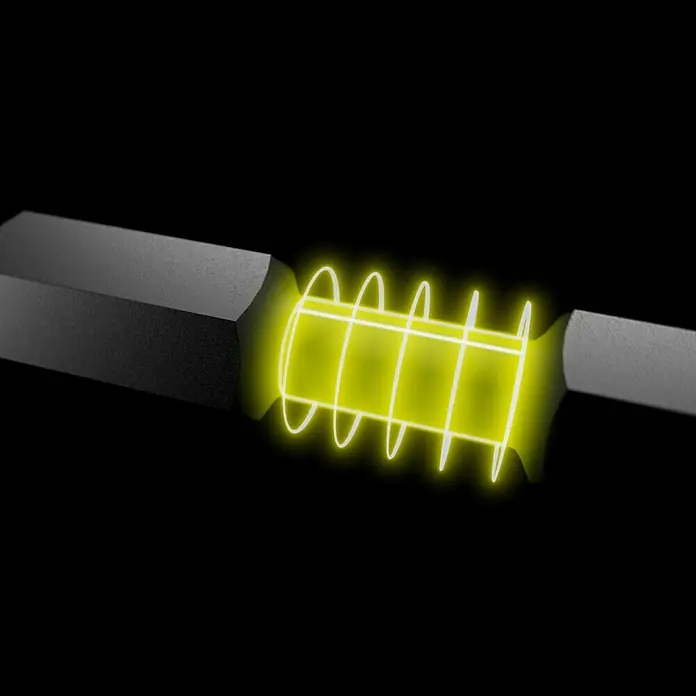 Ryobi Bit-Set RARXSD31 - Bitlänge: 25 mm, 31 -tlg. - Abbildung eines Produkts mit einem leuchtend gelben, spiralförmigen Design in der Mitte, das einen futuristischen Touch verleiht.