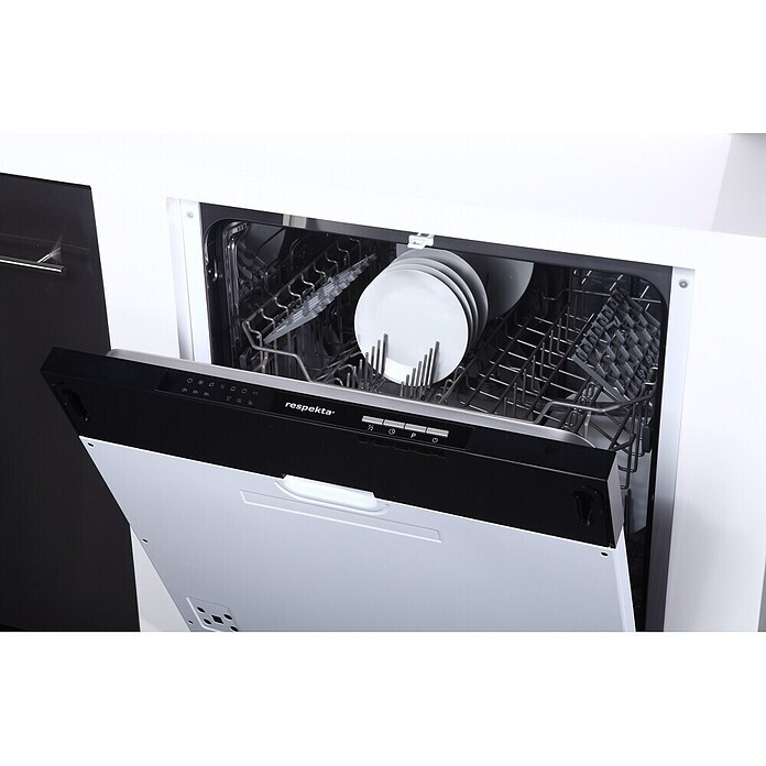 Respekta Premium Cocina esquinera (200 x 290 cm, Con dispositivos eléctricos, Negro de alto brillo)