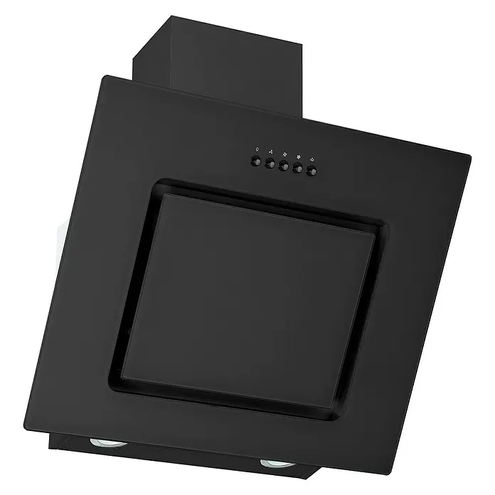 Respekta Premium Winkelküche RP290WSCBO - B x T: 290 x 200 cm, Schwarz, Mit Elektrogeräten - Schwarze Dunstabzugshaube mit Bedienfeld und integrierter Beleuchtung. Stilvolles Design für die moderne Küche.