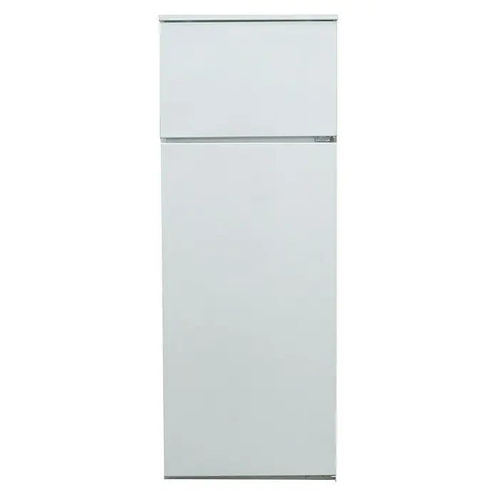 Respekta Premium Cocina esquinera Amanda - An x Pr: 290 x 200 cm, Roble/Blanco, Con electrodomésticos - Refrigerador blanco de dos puertas, perfecto para cualquier cocina. Diseño práctico para un almacenamiento óptimo.