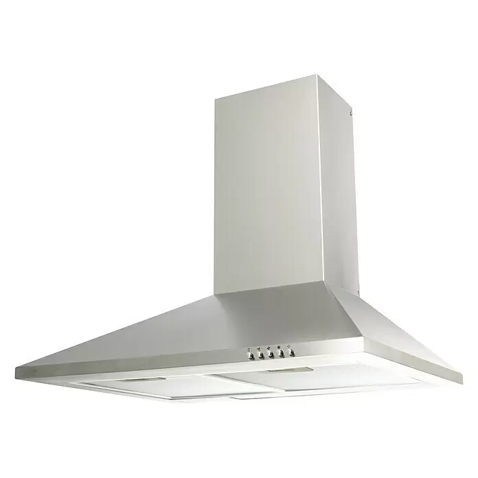Respekta Premium Cocina esquinera Anton - An x Pr: 310 x 172 cm, Blanco, Con electrodomésticos - Campana extractora de cocina de acero inoxidable con controles de botón y filtros integrados.