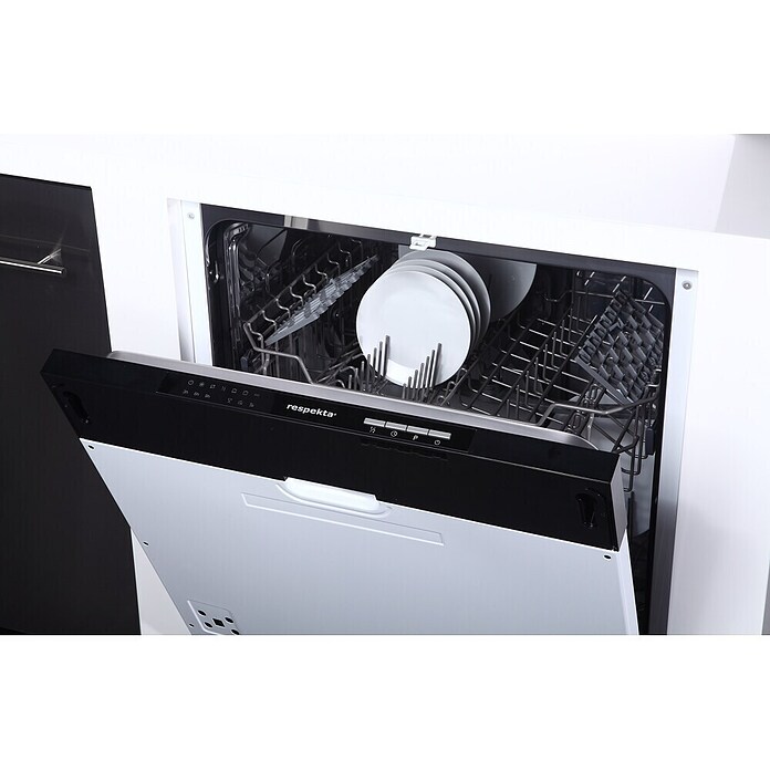 Respekta Premium Cocina esquinera (200 x 290 cm, Con dispositivos eléctricos, Negro de alto brillo)