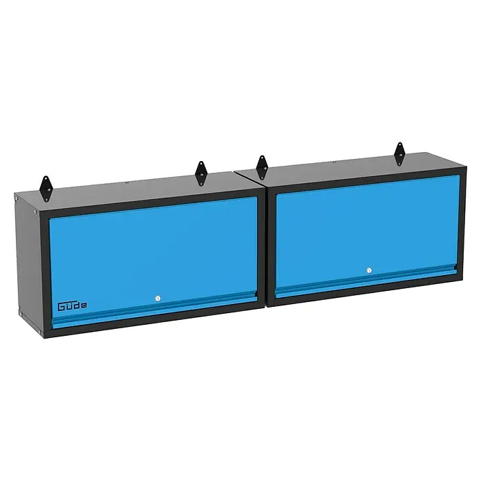 Güde Hängeschrank GWS 2T XL - L x B x H: 170,9 x 30,5 x 46 cm - Zwei Güde Werkzeugschränke in Grau und Blau, ideal für die Werkstatt. Robuste Konstruktion und praktische Aufhängung sorgen für Ordnung.