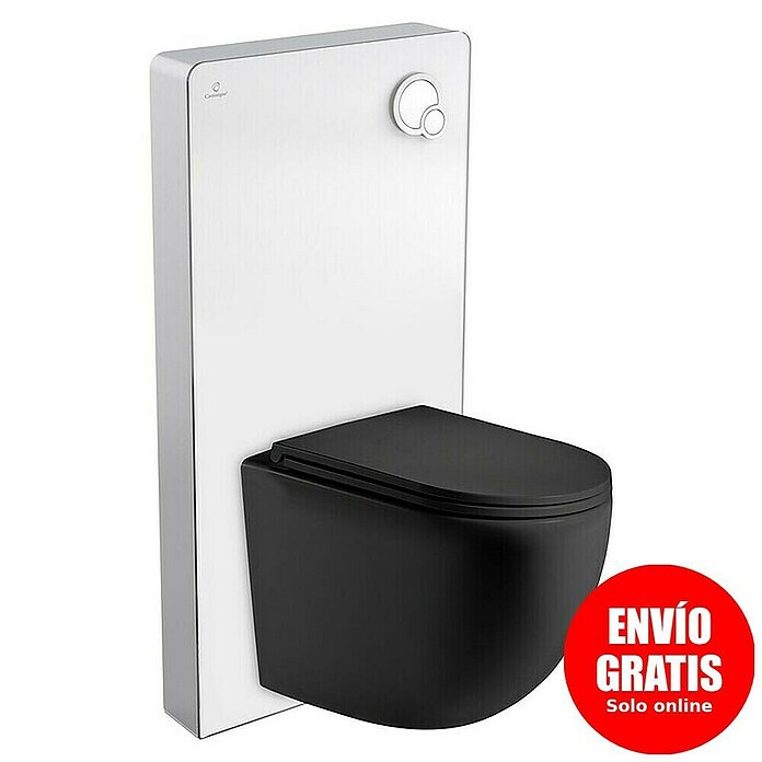 Set WC suspendido Cristal (Sin borde de descarga, 2 descargas, Blanco/Negro, 2 pzs.) | BAUHAUS