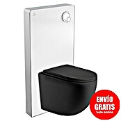 Set WC suspendido Cristal (Sin borde de descarga, 2 descargas, Blanco/Negro, 2 pzs.) | BAUHAUS