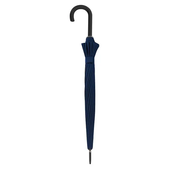 Doppler Regenschirm Hit Golf - Uni Navy, Durchmesser Bespannung: 134 cm, Länge: 106 cm - Geschlossener Regenschirm in Marineblau mit einem eleganten, gebogenen schwarzen Griff. Schützt stilvoll vor Regen und Wind, perfekt für jedes Wetter.