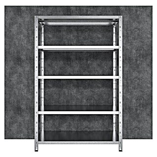 Regalux Schwerlastregal (H x B x T: 188 x 120 x 50 cm, Traglast pro Boden: 200 kg, Anzahl Böden: 5 Stk., Stecken, Silber)
