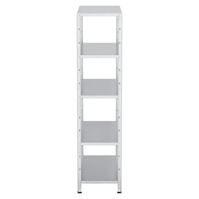 Regalux Metallregal - H x B x T: 188 x 100 x 45 cm, Traglast pro Boden: 65 kg, Anzahl Böden: 5 Stk., Stecken, Silber - Regalsystem mit vier Ebenen. Das Regal ist aus Metall und hat eine schlichte, moderne Optik. Ideal für Büro oder Lager.