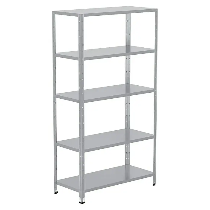 Regalux Metallregal - H x B x T: 188 x 100 x 45 cm, Traglast pro Boden: 65 kg, Anzahl Böden: 5 Stk., Stecken, Silber - Metallregal mit fünf Regalböden für Lagerung. Ideal für Keller, Garage oder Werkstatt. Praktisches und robustes Regalsystem.