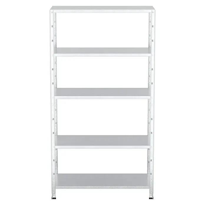 Regalux Metallregal - H x B x T: 188 x 100 x 45 cm, Traglast pro Boden: 65 kg, Anzahl Böden: 5 Stk., Stecken, Silber - Metallregal mit fünf Regalböden, ideal für Lagerung und Organisation. Das Regal ist stabil und bietet viel Platz.