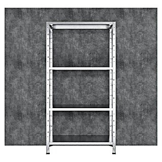 Regalux Metallregal (H x B x T: 160 x 84 x 30 cm, Traglast pro Boden: 40 kg, Anzahl Böden: 4 Stk., Stecken, Silber)