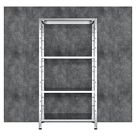 Regalux Metallregal (H x B x T: 160 x 84 x 30 cm, Traglast pro Boden: 40 kg, Anzahl Böden: 4 Stk., Stecken, Silber)